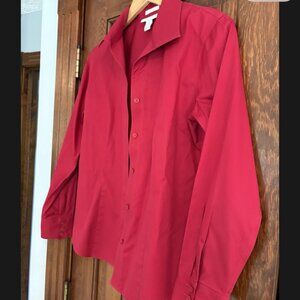 Chicos Red button down shirt Size 1 No Iron